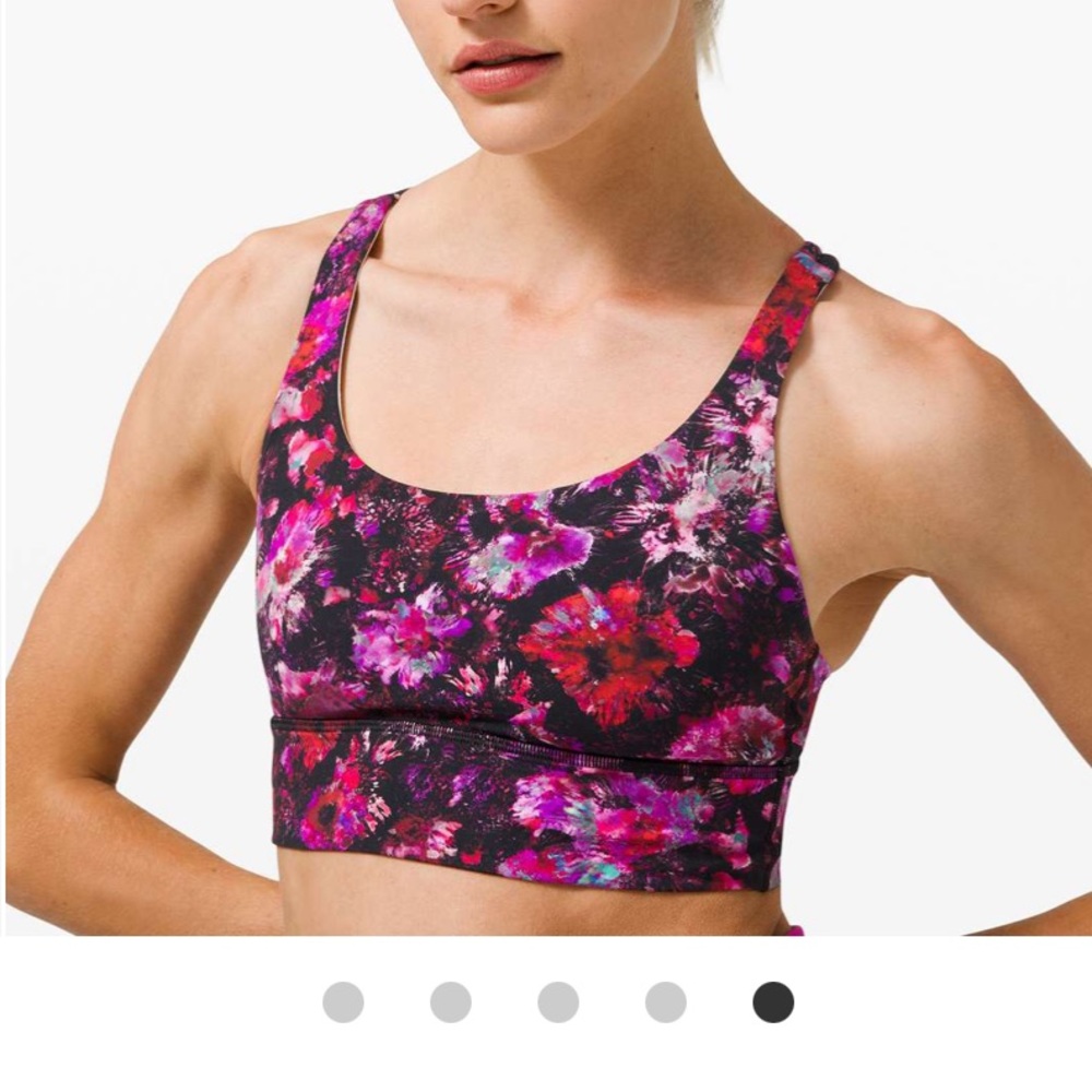 New Lululemon Energy Bra Long Line Fluoro Floral Multi Size 4
